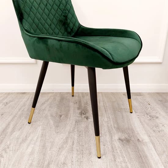 Lewiston Emerald Green Velvet Dining Chairs In Pair_3