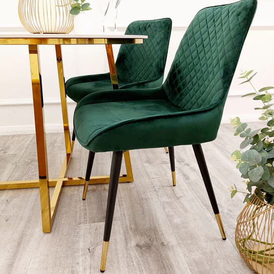 Lewiston Emerald Green Velvet Dining Chairs In Pair_4