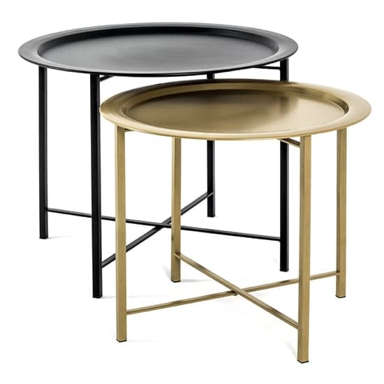 Lewiston Metal Set Of 2 Coffee Tables In Black And Gold_1