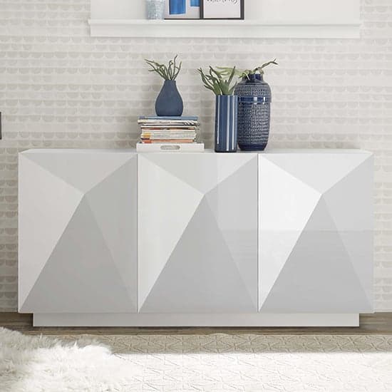 Lexis High Gloss Sideboard With 3 Doors In White_2