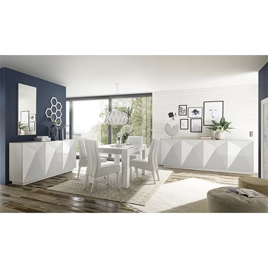 Lexis High Gloss Sideboard With 3 Doors In White_4