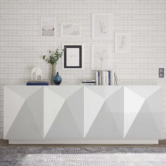 Lexis High Gloss Sideboard With 4 Doors In White_2