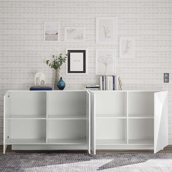 Lexis High Gloss Sideboard With 4 Doors In White_3