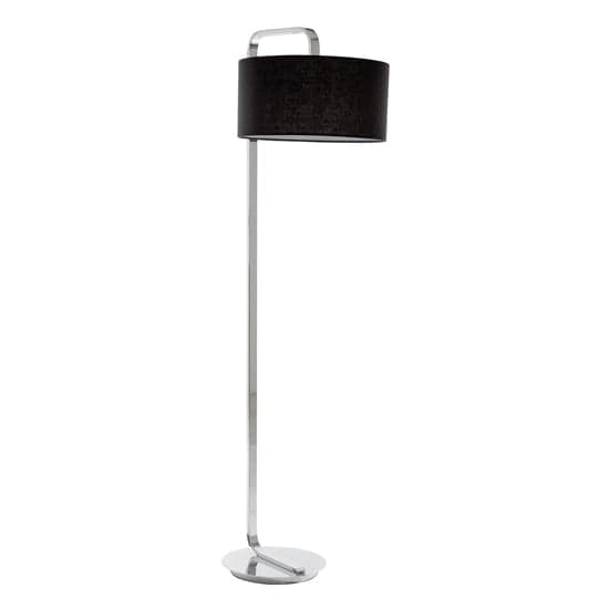 Leylow Black Fabric Shade Floor Lamp With Chrome Metal Base_1