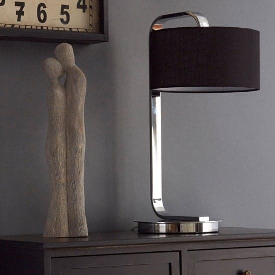Leylow Black Fabric Shade Table Lamp With Chrome Metal Base_1
