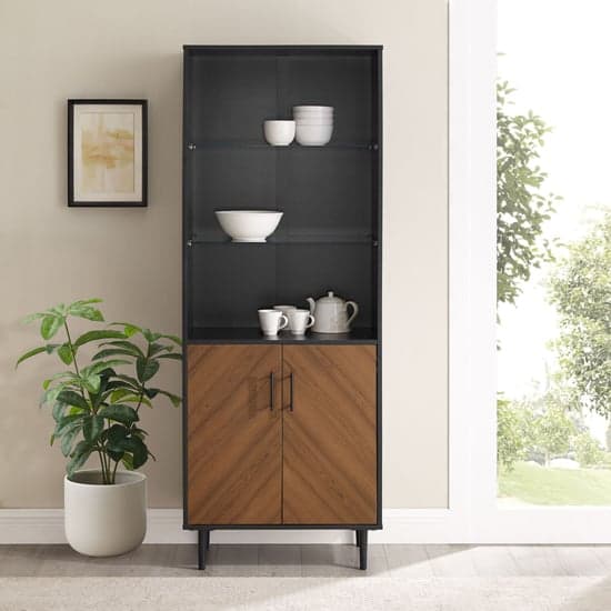 Lian Wooden Display Cabinet With 2 Doors In Black and Brown_2