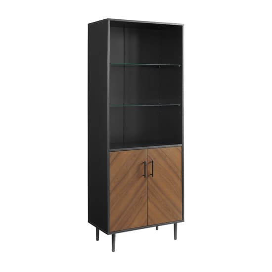 Lian Wooden Display Cabinet With 2 Doors In Black and Brown_4
