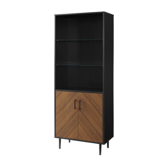 Lian Wooden Display Cabinet With 2 Doors In Black and Brown_5