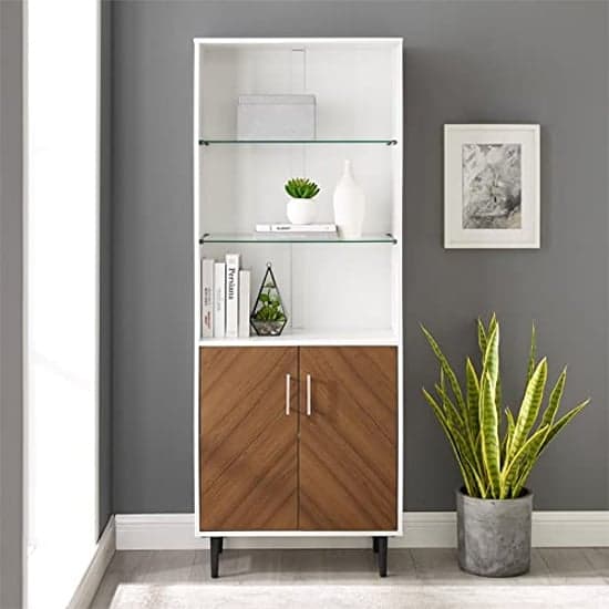 Lian Wooden Display Cabinet With 2 Doors In White And Brown_2