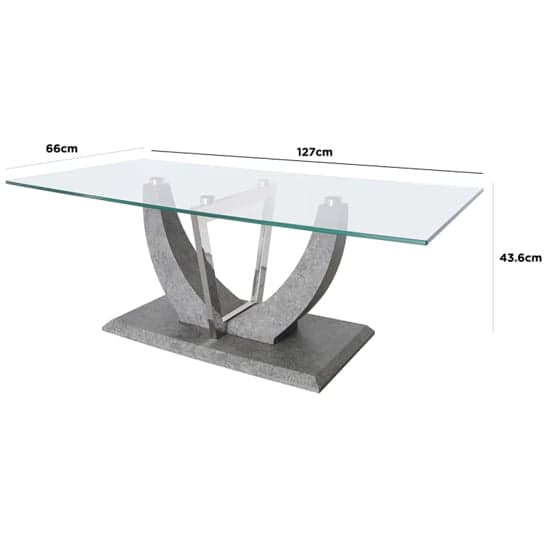 Liberty Clear Glass Coffee Table With Grey Wooden Base_7