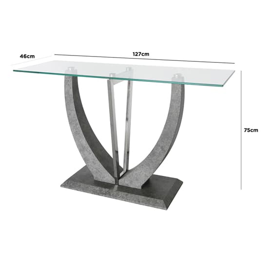 Liberty Clear Glass Console Table With Grey Wooden Base_7