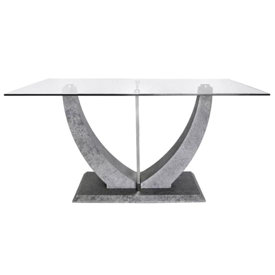 Liberty Clear Glass Dining Table With Grey Wooden Base_2