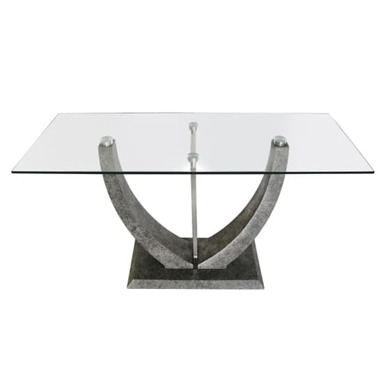 Liberty Clear Glass Dining Table With Grey Wooden Base_5