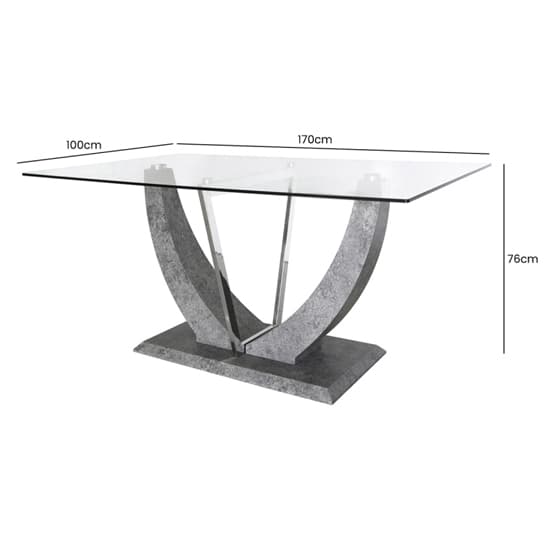 Liberty Clear Glass Dining Table With Grey Wooden Base_8