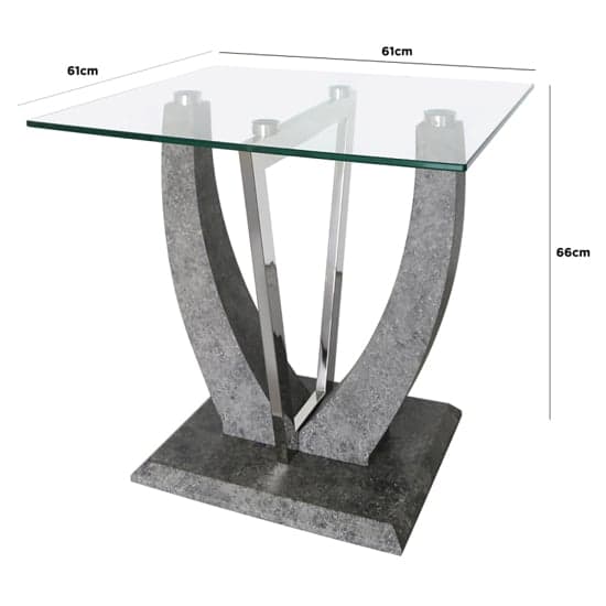 Liberty Clear Glass End Table With Grey Wooden Base_6