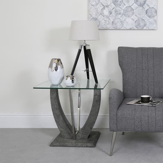 Liberty Clear Glass End Table With Grey Wooden Base_7