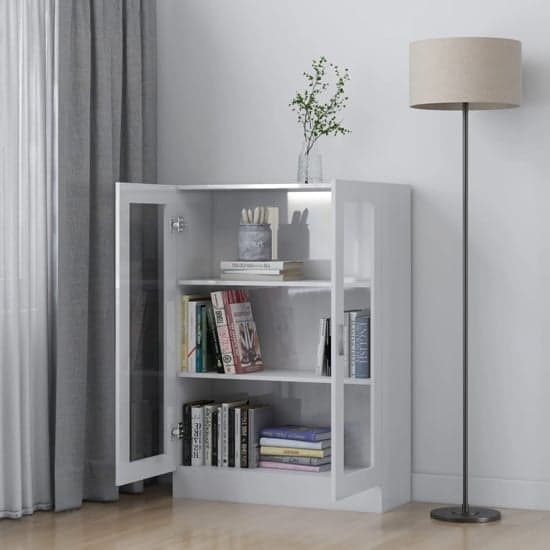 Libet High Gloss Display Cabinet In With 2 Doors In White_2