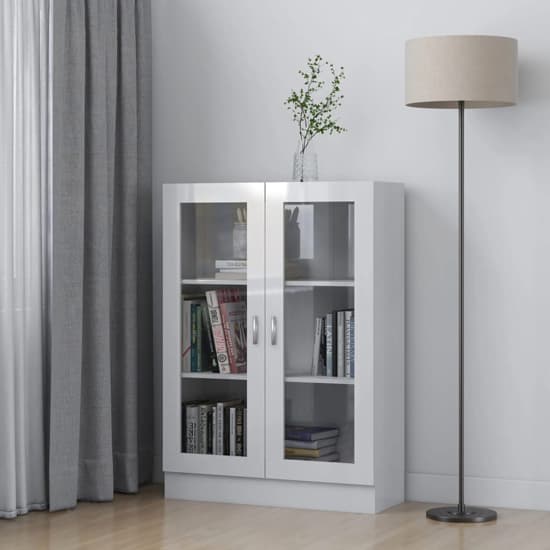 Libet High Gloss Display Cabinet In With 2 Doors In White_1