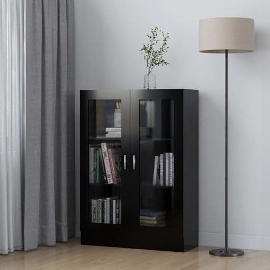 Libet Wooden Display Cabinet In With 2 Doors In Black_1