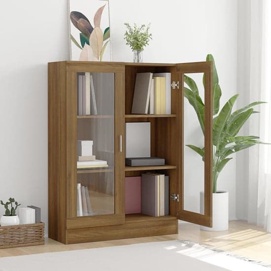 Libet Wooden Display Cabinet In With 2 Doors In Brown Oak_2