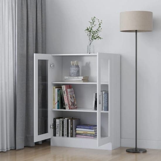 Libet Wooden Display Cabinet In With 2 Doors In White_2