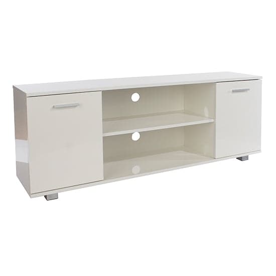 Louth High Gloss 2 Doors And 1 Shelf TV Stand In White_2