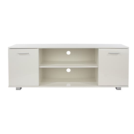 Louth High Gloss 2 Doors And 1 Shelf TV Stand In White_4
