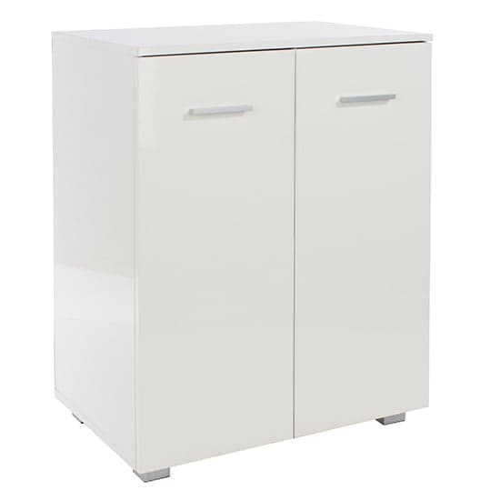 Louth High Gloss 2 Doors Sideboard In White