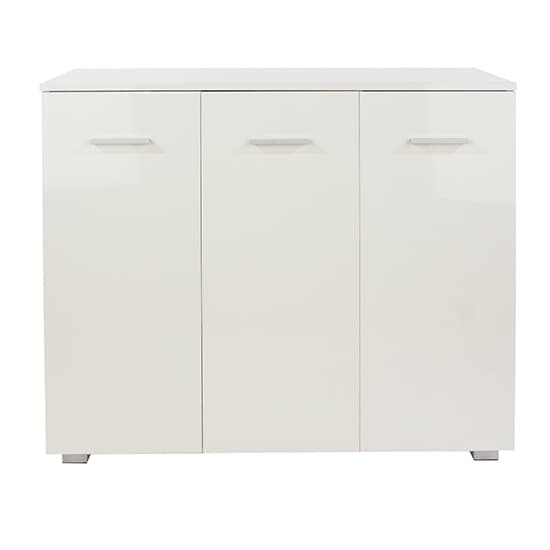 Louth High Gloss 3 Doors Sideboard In White_2