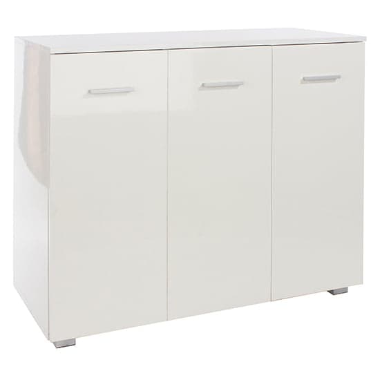 Louth High Gloss 3 Doors Sideboard In White_3