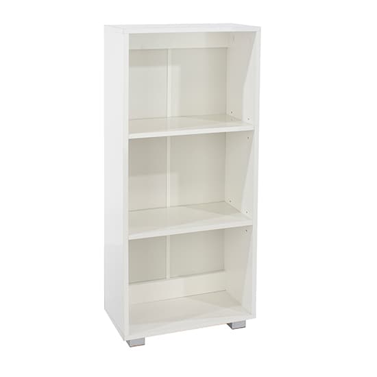 Louth Low High Gloss 2 Shelves Bookcase In White_2