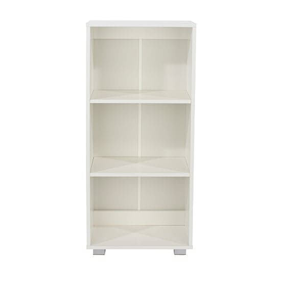 Louth Low High Gloss 2 Shelves Bookcase In White_3