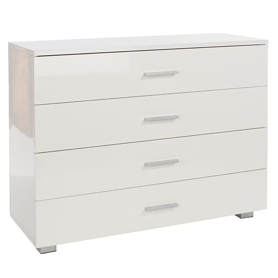 Louth Low High Gloss Chest Of 4 Drawers In White_1