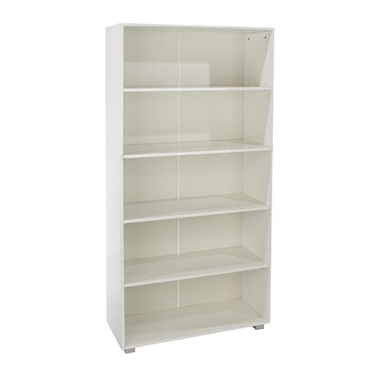Louth Tall High Gloss 4 Shelves Bookcase In White_2