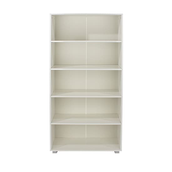 Louth Tall High Gloss 4 Shelves Bookcase In White_3