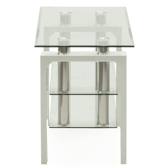 Lilia Clear Glass TV Stand With White Wooden Base_3