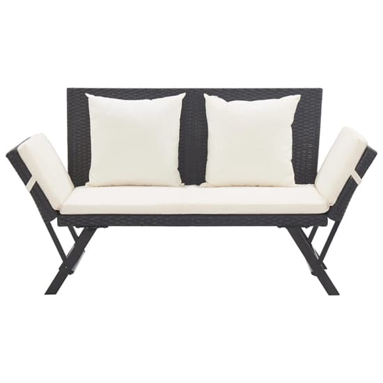 Lillie Garden Seating Bench In Black Rattan With Cushions_2