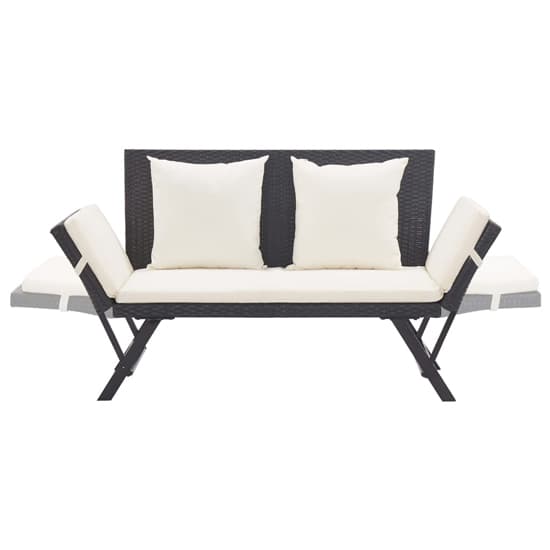 Lillie Garden Seating Bench In Black Rattan With Cushions_5