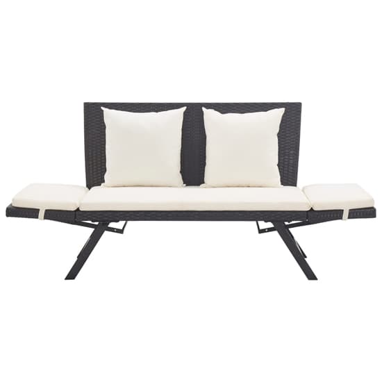 Lillie Garden Seating Bench In Black Rattan With Cushions_6