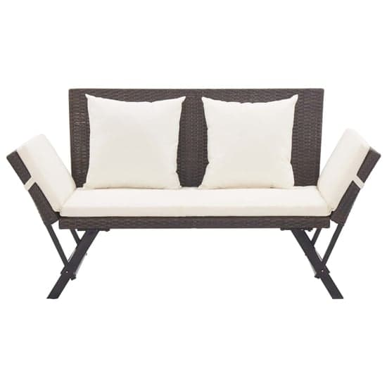 Lillie Garden Seating Bench In Brown Rattan With Cushions_2