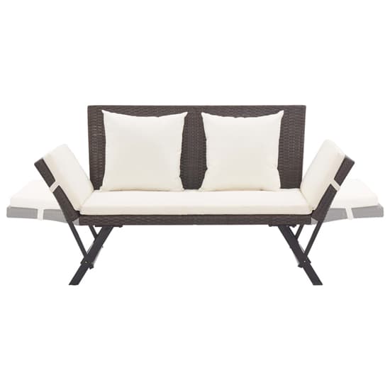 Lillie Garden Seating Bench In Brown Rattan With Cushions_5