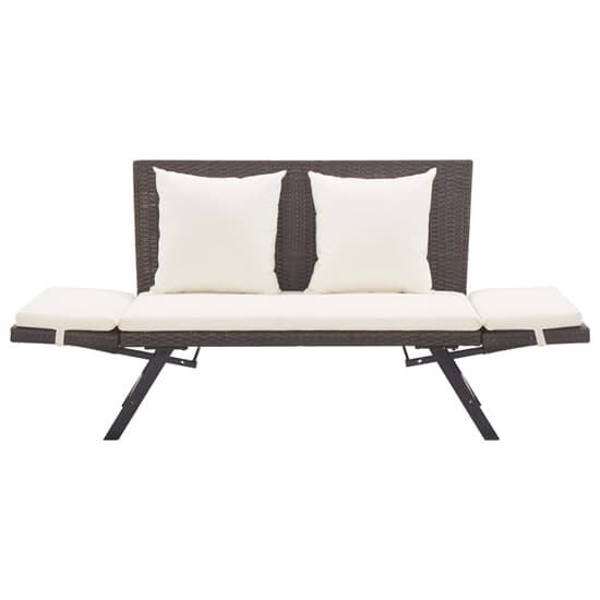 Lillie Garden Seating Bench In Brown Rattan With Cushions_6