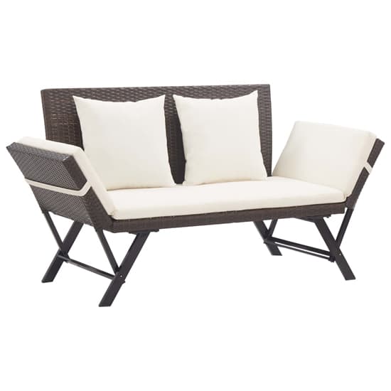 Lillie Garden Seating Bench In Brown Rattan With Cushions_1