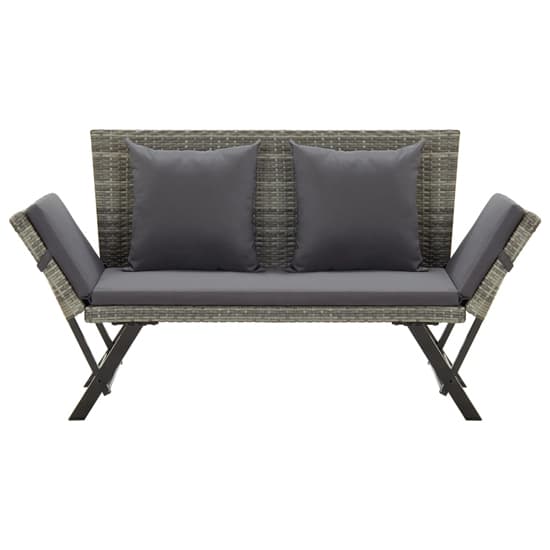 Lillie Garden Seating Bench In Grey Rattan With Cushions_2