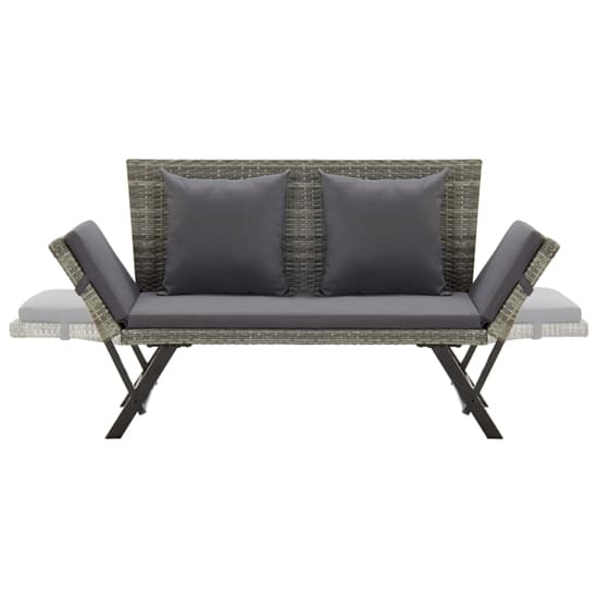 Lillie Garden Seating Bench In Grey Rattan With Cushions_5
