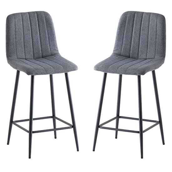 Lillie Grey Fabric Counter Bar Stools In Pair Furniture in Fashion