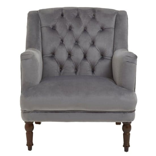 Lillie Velvet Upholstered Armchair In Grey_2