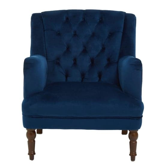 Lillie Velvet Upholstered Armchair In Midnight Blue_2