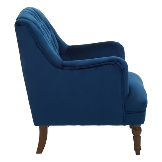 Lillie Velvet Upholstered Armchair In Midnight Blue_3