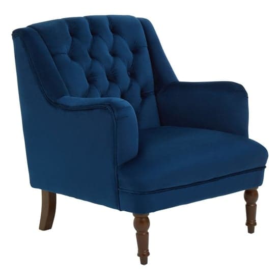 Lillie Velvet Upholstered Armchair In Midnight Blue_1